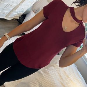 Maroon blouse with cut out